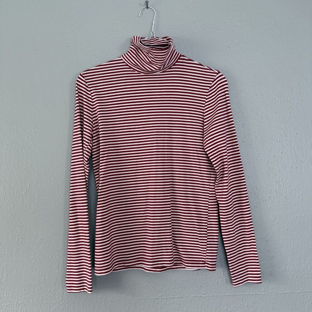 Forever 21 Turtleneck Long Sleeve Top Stripes Red White Lightweight Size Small